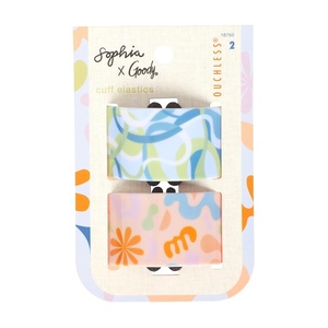 image:imageGoody X Sophia Yeshi Hair Ties Ouchless Hold Cuff Elastic Bands Secure Damage Free Dress Up Bun or Ponytail Trendy Styling Accessories for Women amp Men All Hair Types Printed Multicolor 2 Ct