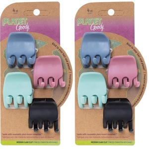 image:imagePlanet Goody PlantBased Heritage Claw Clips Medium Extra Strong Bright Colors Pink Periwinkle Green And Black 4 Count   4 