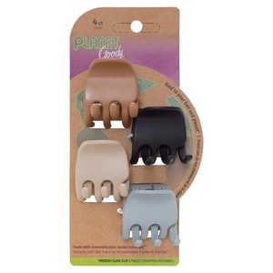 image:imagePlanet Goody PlantBased Heritage Claw Clips Medium Extra Strong Bright Colors Pink Periwinkle Green And Black 4 CountMedium Claw Clips 4 Ct Neutral