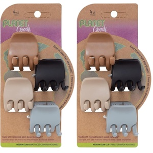 image:imagePlanet Goody PlantBased Heritage Claw Clips Medium Extra Strong Bright Colors Pink Periwinkle Green And Black 4 CountPinzas de garra medianas 4 Ct neutro