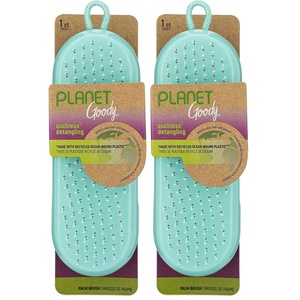 image:imageGOODY Planet Detangling Palm Hair Brush  Teal  Detangler Comb for WomenMenand Kids  Wet or Dry  for NaturalStraightThick and Curly Hair  Made with Recycled OceanBound PlasticExtra Thick Pack of 2