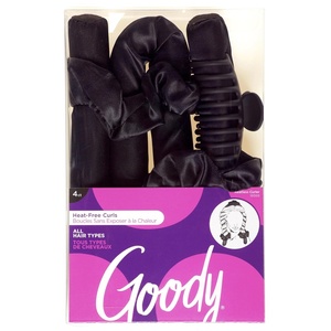 image:imageGoody Heatless Curls Black  2 Satin Scrunchies amp 1 Large Claw Clip To Hold Satin Roller Rod in Place Overnight HeatFree Hair Styling All Hair Types