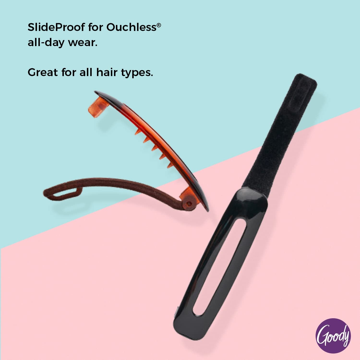 image:imageGoody SlideProof 2 Count  Barrettes  Suitable for All Hair Types  PainFree Hair Accessories for Women and Girls  All Day Comfort