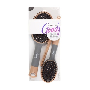 image:imageGoody Detangle It Hair Brushes Set  Large Oval Paddle Brush  Detangling Comb  Mini Brush Suitable for Detangling amp Styling Pick Comb for Tangles OntheGo For Wet or Dry Hair BrownGrey
