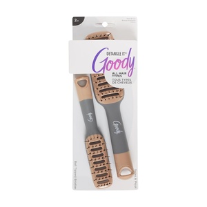 image:imageGoody Detangle It Vented Hair Brush Quick Drying Detangler Brush with Flexible Bristle Use as a Detangling Brush or Styling Brush to Tackle Tangles Knots amp Frizz All Hair Types BrownGrey  2 Ct